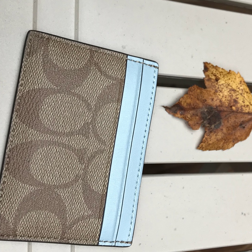 ⛔️SOLD⛔️Authentic COACH leather sv/khaki blue cd - Picture 2 of 5